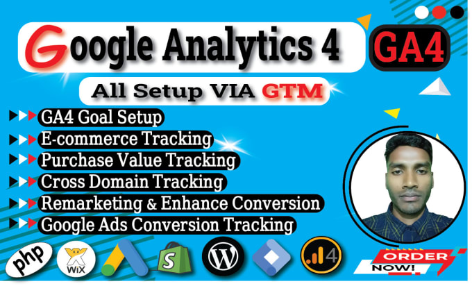 Gig Preview - Setup google analytics 4, ga4 ecommerce tracking, ga4 conversion tracking GTM