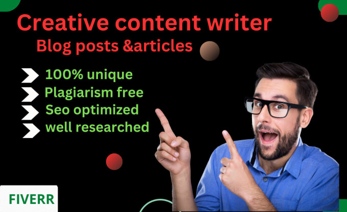 Gig Preview - Do  SEO optimized creative content, blog writing