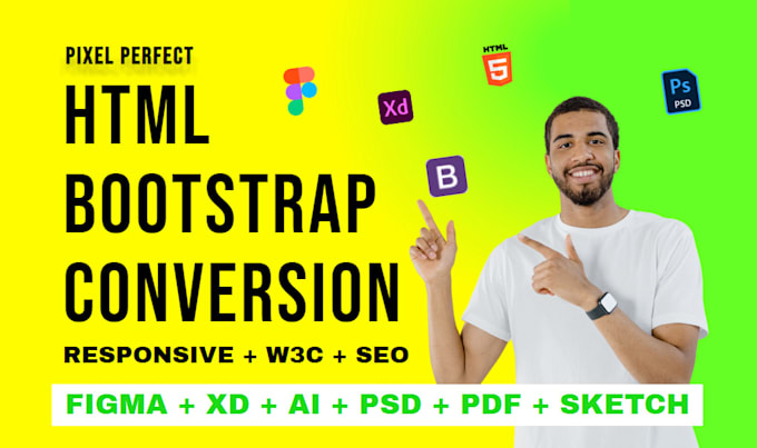 Gig Preview - Convert figma to html, psd to html, xd to html CSS bootstrap or tailwind css