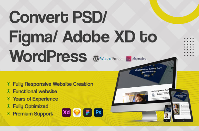 Gig Preview - Clone, convert psd, ai, xd, figma to wordpress website using elementor pro