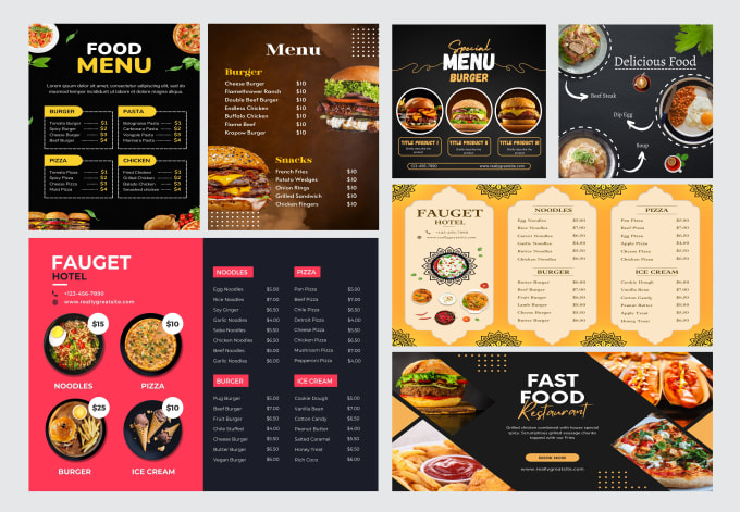 Gig Preview - Do food menu restaurant menu design