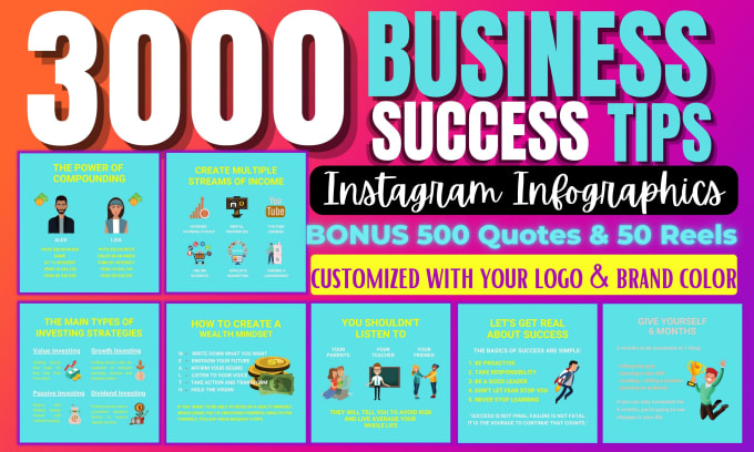 Gig Preview - Design 3000 business infographics quotes for instagram