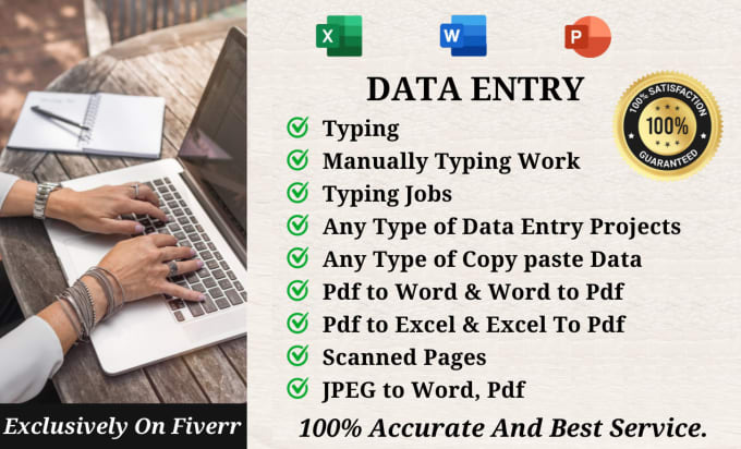 Gig Preview - Do data entry, excel, typing, copy paste and convert work