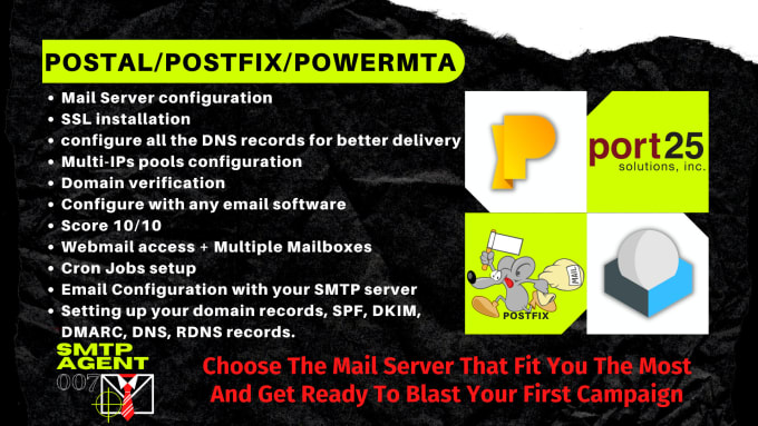 Gig Preview - Setup postal pmta postfix with mailwizz mautic email system