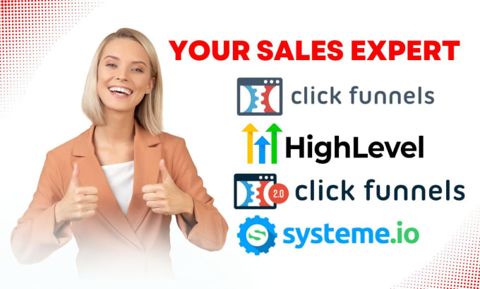 Gig Preview - Build gohighlevel, clickfunnels, clickfunnel, systeme  io, squarespace website