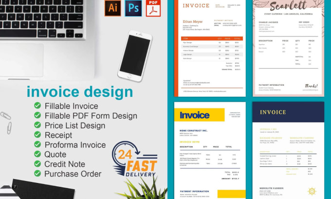 Gig Preview - Design professional invoice template instant