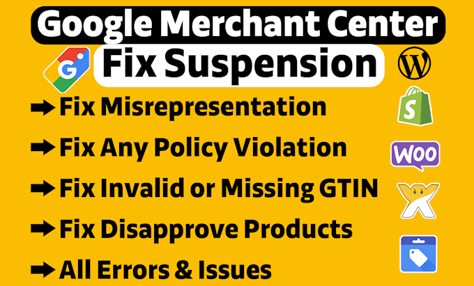 Gig Preview - Fix google merchant center suspension and misrepresentation