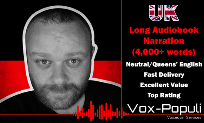 Gig Preview - Narrate your long audiobook and include commercial rights