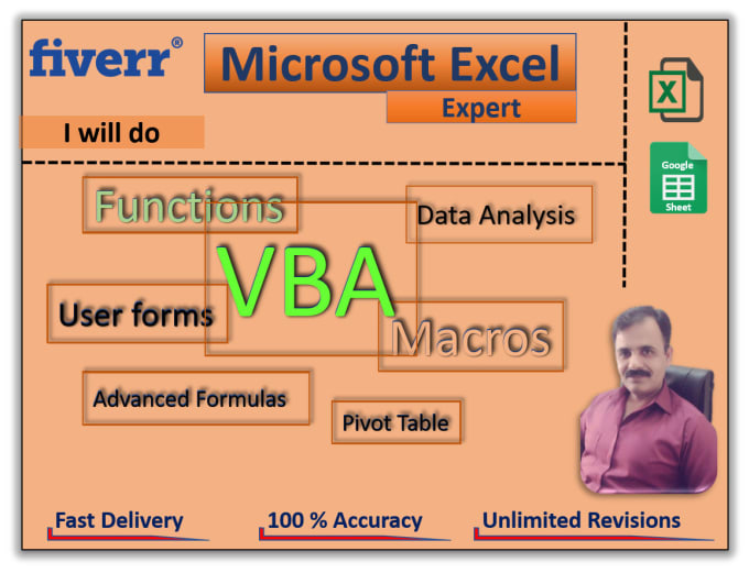 Gig Preview - Do microsoft excel formulas, vba, macros, google sheets, functions