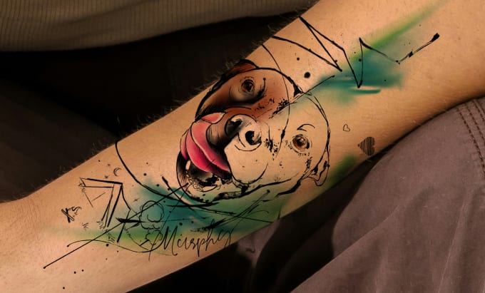 Gig Preview - Custom a pet tattoo design portrait of your pet