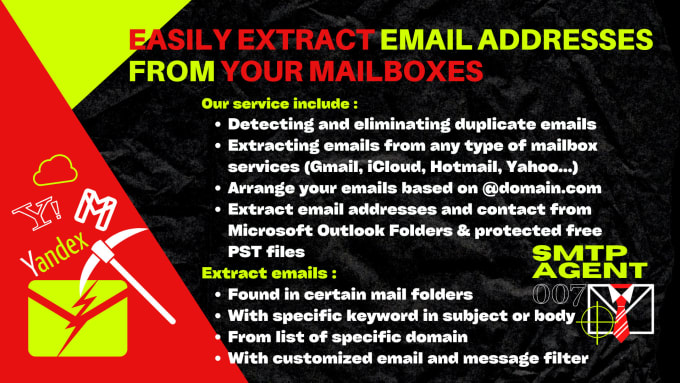 Gig Preview - Easily extract email addresses from your mailboxes