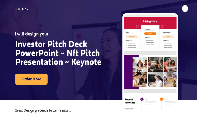 Gig Preview - Design pitch deck, nft pitch deck, investor pitch deck, powerpoint, keynote, ppt