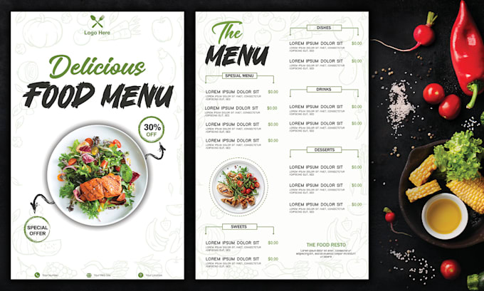 Gig Preview - Restaurant menu ,pizza shop, coffee shop menu