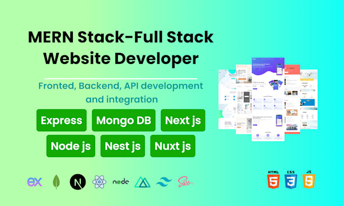 Gig Preview - Be your full stack mern stack mongodb, expressjs react and nodejs developer