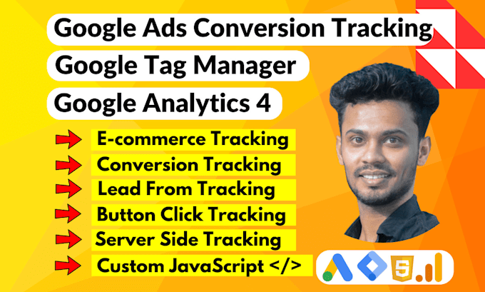 Gig Preview - Setup google ads conversion tracking and analytics 4 by tag manager