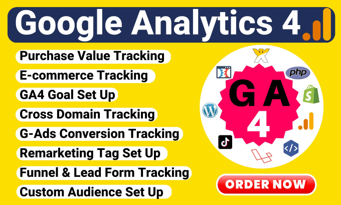 Gig Preview - Fix or setup google analytics 4 with conversion tracking, ga4 ecommerce tracking