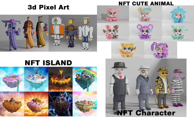 Gig Preview - Do high create a design 3d nft character and art collection