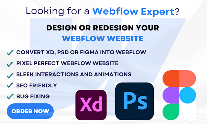 Gig Preview - Expertly design or redesign webflow website, convert figma to webflow