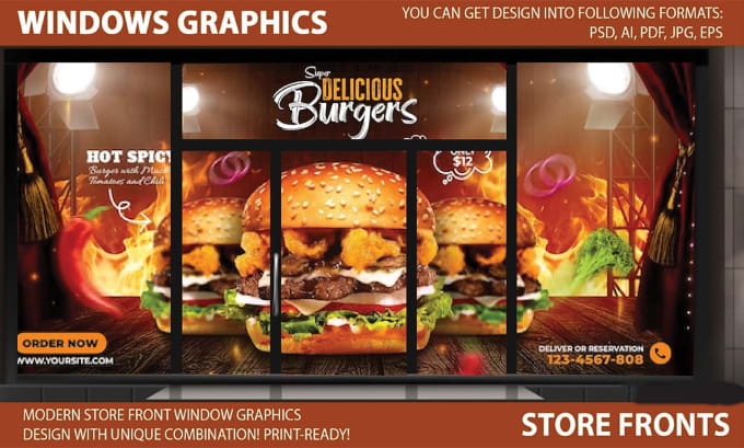 Gig Preview - Design modern shop front window graphic design signboards, rollup brand signag