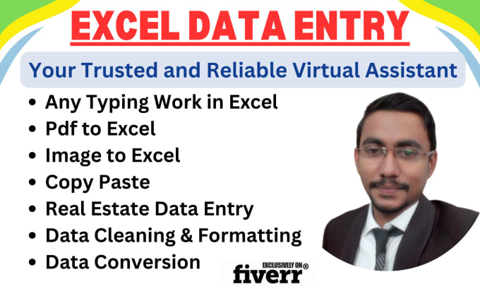 Gig Preview - Do excel data entry, copy paste, file conversion, data cleaning and formatting