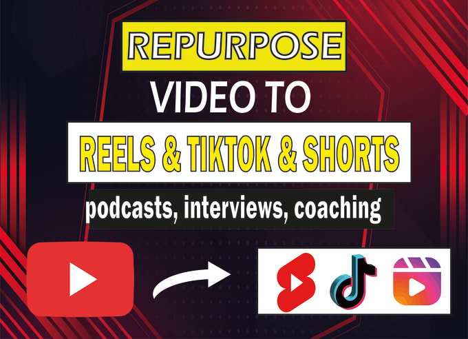 Gig Preview - Repurpose your youtube video to reels, tiktoks and shorts