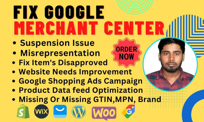 Gig Preview - Fix google merchant center suspension, misrepresentation, shopping ads, gtin