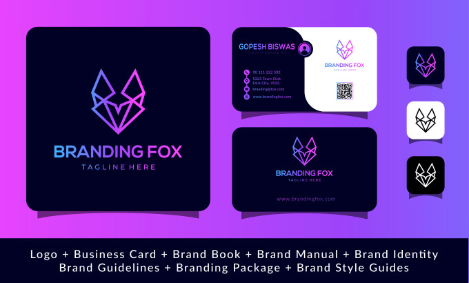 Gig Preview - Do minimalist logo and business card with brand style guides