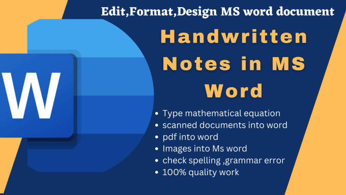 Gig Preview - Type your handwritten notes ,mathematical equations into ms word