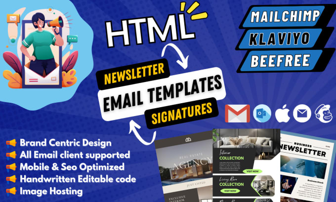 Gig Preview - Design responsive html email template mailchimp email template newsletter in 12h