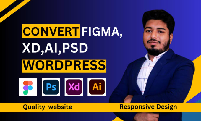 Gig Preview - Convert psd xd html figma to wordpress using elementor