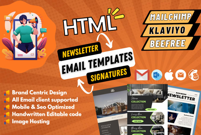 Gig Preview - Design your mail chimp responsive html email template and email newsletter