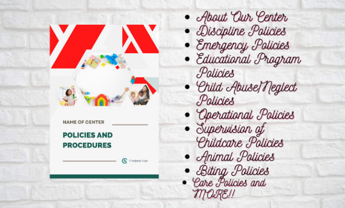 Gig Preview - Create policies and procedures for your daycare center or home