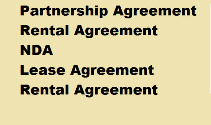 Gig Preview - Write agreement like lease, rental, mou partnership etc