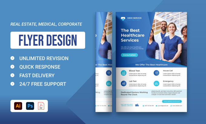 Gig Preview - Design a modern medical, healthcare and dental flyer, postcard or brochure