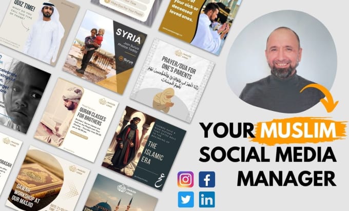 Gig Preview - Be your muslim social media manager, content creator for your islamic products