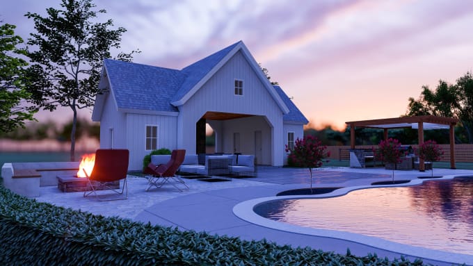 Gig Preview - Do your backyard design or frontyard landscape with realistic 3d images