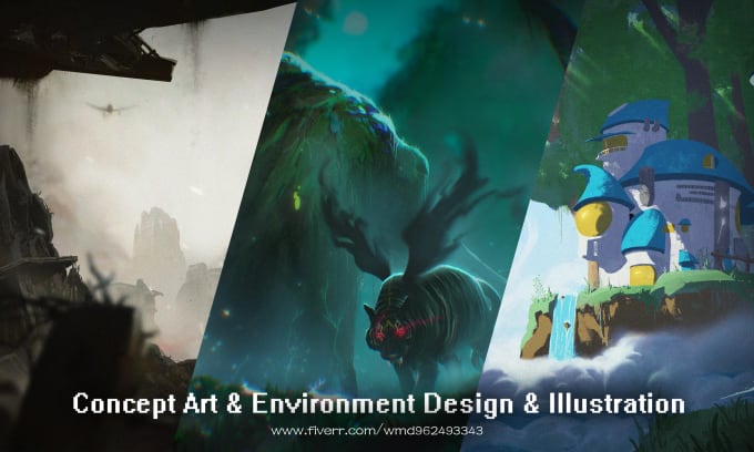 Gig Preview - Create fantasy concept art with your idea, environment design