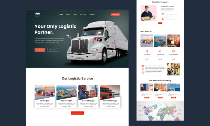 Gig Preview - Do logistic website, trucking website, cargo website design in figma