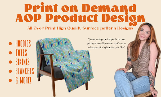 Gig Preview - Design seamless pattern print design for print on demand