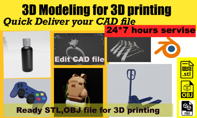 Bestseller - design 3d cad model for 3d printing and edit stl,obj file