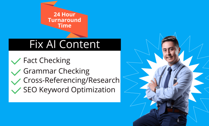 Gig Preview - Proofread, edit and fact check your ai generated content under 24 hours