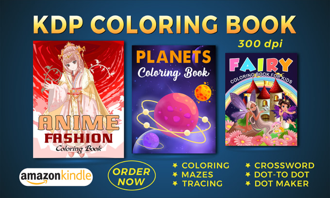 Bestseller - design a KDP coloring book with a unique cover in 24 hrs