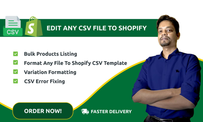 Gig Preview - Edit CSV file and import your products on your store