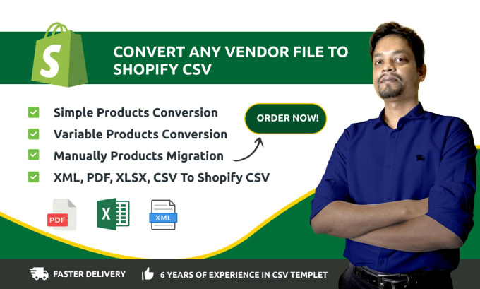 Gig Preview - Convert any vendor file into shopify CSV template