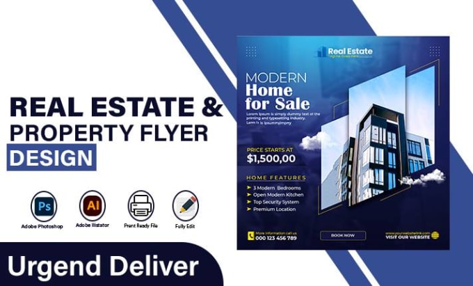 Gig Preview - Real estate flyer, business flyer, real estate, property flyer