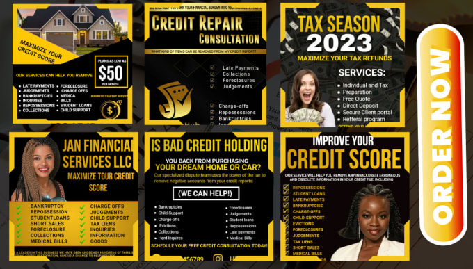 Gig Preview - Design credit repair flyer tax flyer instagram business flyer