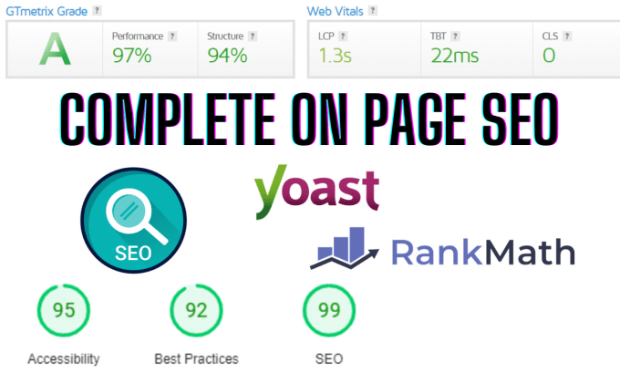 Gig Preview - Do on page SEO optimization with rank math or yoast plugin