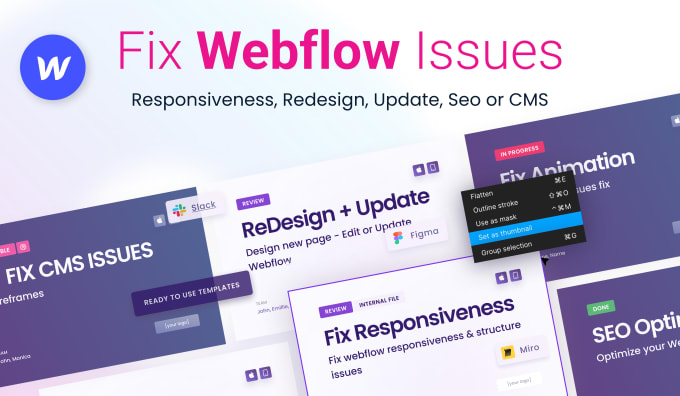 Gig Preview - Fix webflow issues, bugs, responsiveness, optimize, redesign, or edit webflow