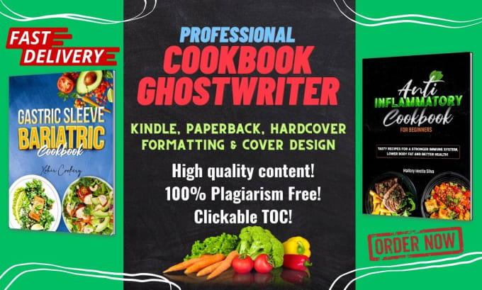 Gig Preview - Write recipes for cookbooks and book cover design