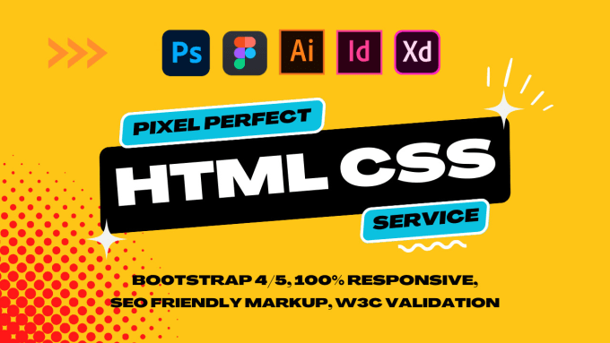 Gig Preview - Convert psd to html figma to html xd to html css bootstrap5 responsive